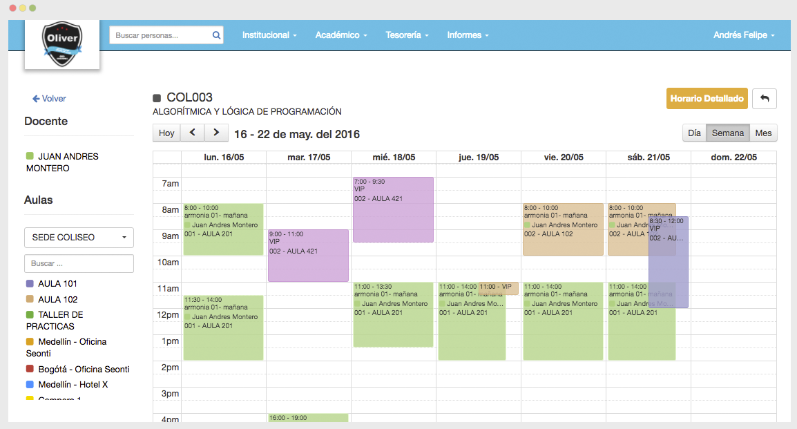 Programación de horarios