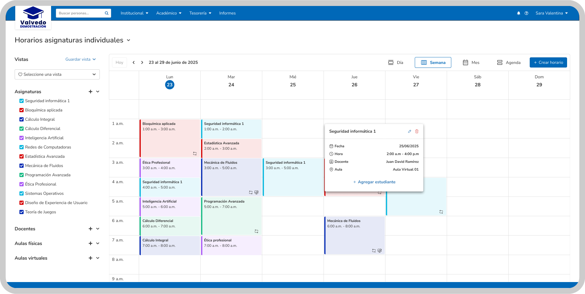 Programación de horarios